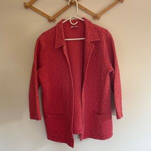 Color Me Cotton Red Quilted Jacket Womens Size L Vintage